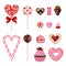 Set of valentine`s day sweets Isolated valentine candies cookies and cakes