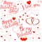 Set of valentine`s greeting texts and design elements