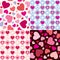 Set valentine seamless hearts pattern