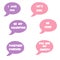 Set of Valentine speech bubbles. I Love You, Let's Kiss, Together Forever, Be Mine.