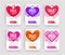 Set of Valentines Day Sale Posters. Web banner design with hearts icon, geometric linear borders and click buttons