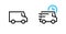 Set of Van and Delivery Time truck icons. Editable line vector.