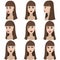 Set of variation of emotions of the same girl.