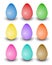 Set of varied colored realistic easter eggs with vector shadows