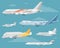 Set of Variety Aircraft Flat Style Illustrations