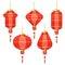 Set of various abstract red Chinese lanterns