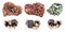 Set of various Andradite garnet crystals isolated