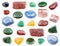 Set of various Aventurine gemstones isolated