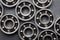 Set of various ball bearings. Technology and machinery industrial background