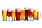 Set of various beer glasses. Different glasses of beer. Ale isolated on white background.