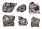 Set of various Bituminous coal black coal rocks
