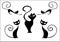 Set of various black cat silhouettes. Sitting cat, lying cat, two stretching cats and one cat with round back. Cool for Halloween