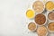 Set with various cereal grains on stone background