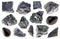 Set of various coal stones cutout on white