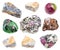 Set of various Corundum rock and crystals isolated