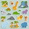 Set of various cute animals, vector stickers of safari animals