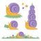 Set of various cute cartoon snails