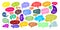 Set of Various Cute Speech Bubble Doodle Stickers With Multiple Colors. Colorful Comic Speech Bubble And Dialogue. Vector