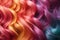 Set of various dyed human hair colorful strands background