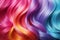 Set of various dyed human hair colorful strands background