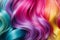 Set of various dyed human hair colorful strands background