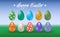 Set of various Easter eggs with different texture on a nature background. Happy easter eggs.