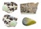 Set of various Epidote gemstones isolated