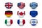 Set of various face masks  with different flags - USA, EU,  Italy, France, Germany, Greece, Great Britain