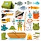 Set Of Various Fishing Elements