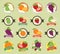 Set of various fresh fruit and vegetable premium quality tag