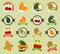 Set of various fresh fruit and vegetable premium quality tag
