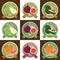 Set of various fresh fruits premium quality tag label badge sticker and logo design