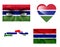 Set of various Gambia flags