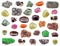 Set of various Garnet gemstones isolated