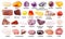 Set of various gemstones with names isolated