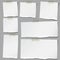 Set of various gray torn note papers with adhesive