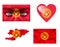 Set of various Kyrgystan flags