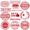 Set of various Made in China red vector graphics