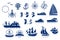 Set of various marine emblem silhouettes