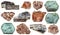 Set of various mica phlogopite minerals