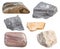 Set of various mudstone rocks isolated