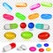 Set of various multicolored capsules and pills