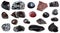 Set of various Obsidian natural mineral stones