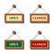 Set of various open and closed business signs for door or shop window