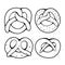 Set of various outline pretzels. Objects are separate from the background. German appetizer. Treats for the holidays. Bakery