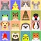 Set of various pet animals face