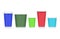 Set of various plastic cup isolated