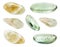 Set of various Prasiolite green quartz gemstones