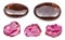 Set of various pyrope garnet gemstones isolated