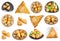 Set of various Samsa and Samosa dishes isolated